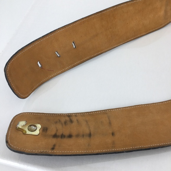 Vintage Lion Head Gold Tone Wide Statement Belt Black Croc Embossed - Picture 9 of 12